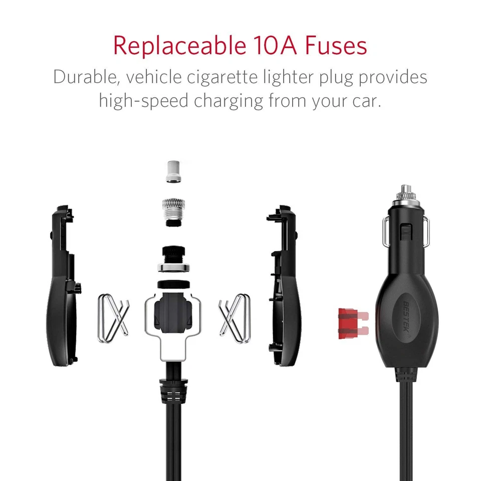 Adaptador de corriente para encendedor de cigarrillos de 3 zócalos 200W 12V/24V DC con USB para automóvil de 4 puertos 6A Foto 4 de 4