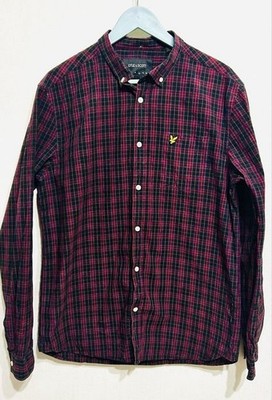 Men Lacoste Shirt Burgundy Cotton 38