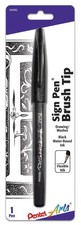 Pentel Arts Sign Pen With Brush Tip Black