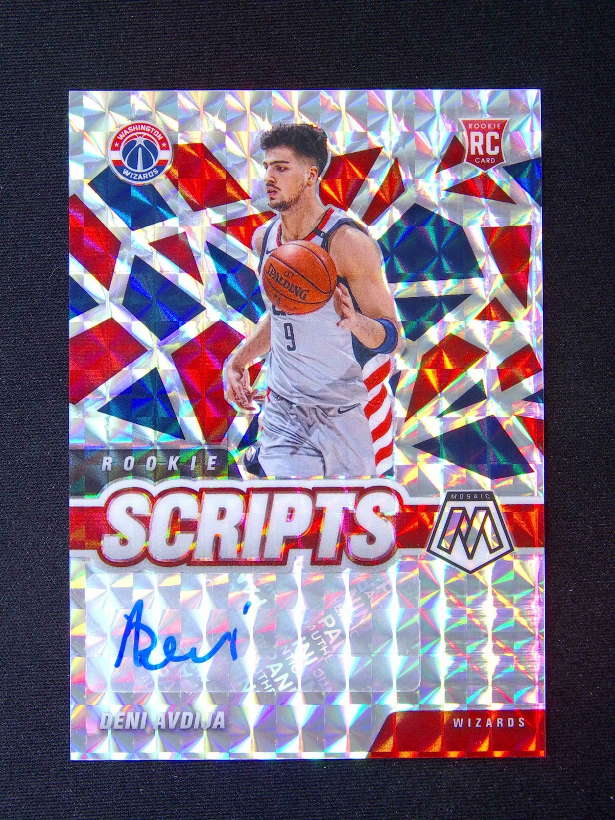 2020-21 Panini Mosaic Deni Avdija RC Rookie Scripts Auto Silver Prizm