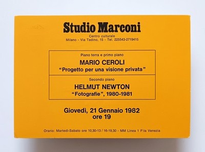 Mario Ceroli / Helmut Newton Studio Marconi Mailand 1982 Einladung / Ephemera