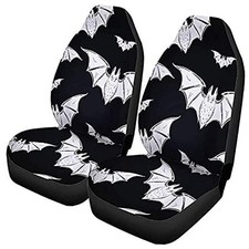 Set Of 2 Car Seat Covers Bat Goth Accessories And White Abstract Pattern Black Set Of 2 Car Seat Covers Bat Goth Accessories And White Abstract Pattern Black
