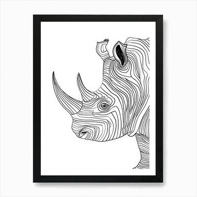 Rhinoceros Vector Illustration anim Framed Wall Art Poster Canvas Print Picture