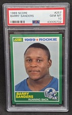1989 SCORE FOOTBALL #257 BARRY SANDERS ROOKIE CARD HOF RC LIONS PSA 10 GEM MT