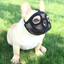 Short Snout Dog Muzzle - Adjustable Breathable Mesh Bulldog Muzzle for Barkin...