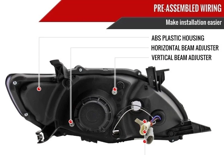 Fit 2011-2013 Toyota Corolla Headlights Black Smoke LED Projector Pair – Spec-D - Image 4 of 4