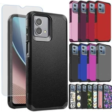 For Moto G Stylus 5G (2023) Case Cover Tough Strong Hybrid with Tempered Glass