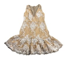 NBD Nude Lace Ruffle Flounce Sleeveless Mini Dress S/S Princess Formal Party
