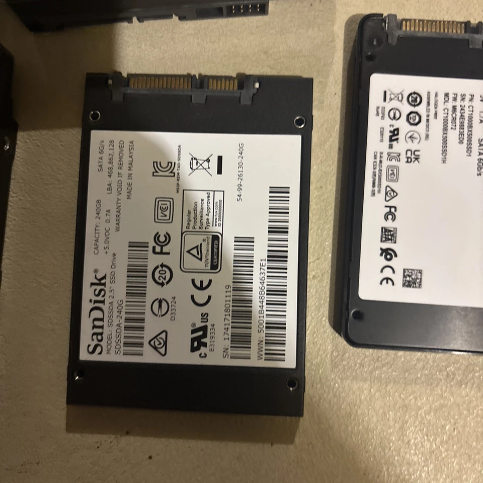 LOT OF 8 SATA 2.5" 3.5” Laptop Hard Drives SSD Major Brands 4.5 Total TB - Image 4 of 4