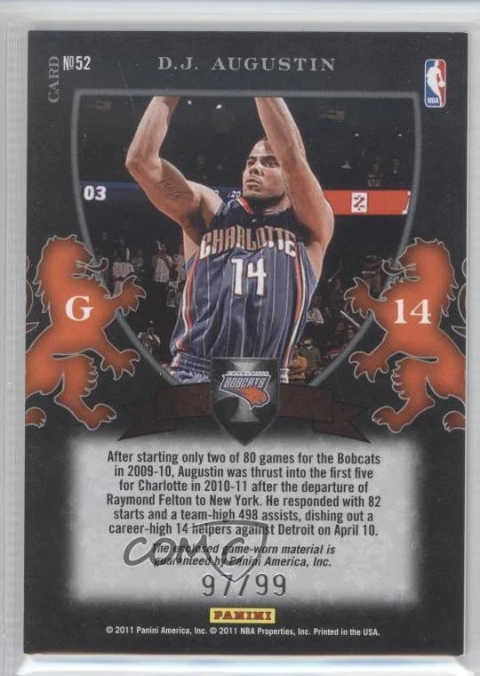 2010-11 Elite Black Box Crusade Memorabilia /99 DJ Augustin #52 - Image 2 of 2