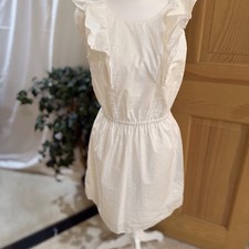 J. Crew White Sleeveless Ruffle Shoulder Dress Lined Size: 4 Light Airy Breezy