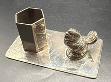 Portacandele e uccellino vintage metallo figura/scultura vintage decorazione da collezione