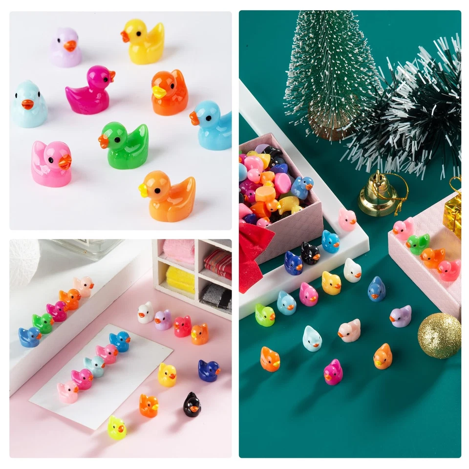 200 pcs Mini Ducks 20 Colors Resin Dollhouse Decor Fairy Garden Aquarium Gifts - Image 2 of 4