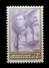 British Honduras Stamp Scott 117 Cohune Palm King George VI 3C 1938 Mint LH