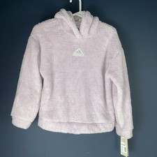 adidas Hoodie Girls XL Lavender 3 Stripes Panel Logo Cozy Sherpa Fleece Regular