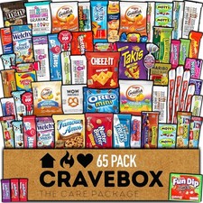 65 Count Assorted Snack Box Varety Pack, Perfect  for Students, Office & Travel.