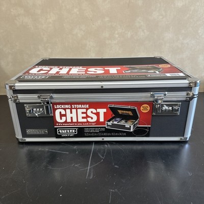 Vaultz Locking Metal Storage Chest Black 19.25x6.5x13.5in Security Cable