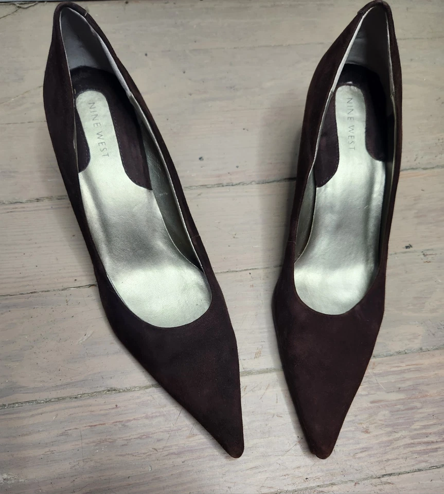 Nine West Brown Suede Pointy Toe Heel 9.5M  Slip On Pump - Image 3 of 4