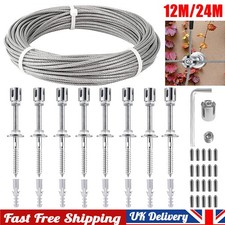 12m/3mm Stainless Steel Wire Trellis Kit for Climbing Plants Fence Wire Roll Kit