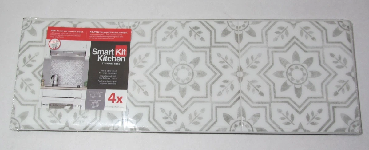 SMART TILES Peel And Stick Backsplash – 5 Sheets, 7.66" X 7.66", 3D Adhesive Tile For Kitchen, Bathroom, Wall, SM1259G, Heat & Humidity Resistant, Made In Canada