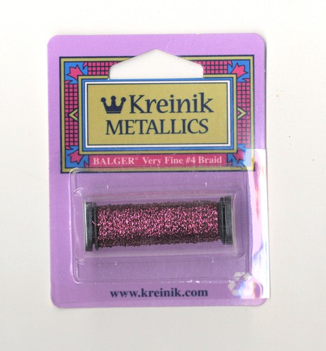Hilo metálico Kreinik - Carrete de 12 yardas de trenza #024HL fucsia (alto brillo) en estado bastante bueno #4 - Imagen 3 de 4