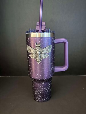 PURPLE DEATH MOTH Stainless Tumbler Spirit Halloween 2024 New W/Straw  40oz