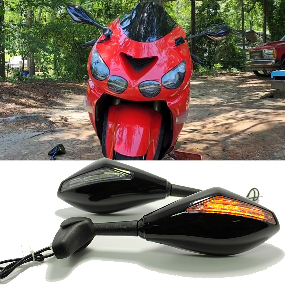 JMTBNO Motorcycle Side Mirrors With LED Turn Signals – For Kawasaki Ninja ZX6R ZX10R ZX14 ZX11