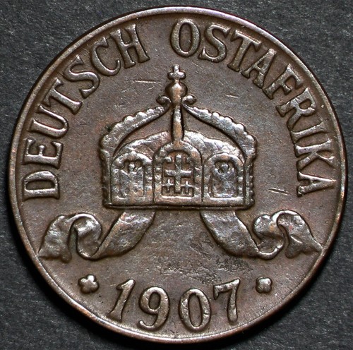 1907 J German East Africa Heller Bronze #17293q - Picture 3 of 4