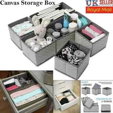 Foldable Grey Fabric Storage Box Wardrobe Drawer Organiser for Socks & Underwear