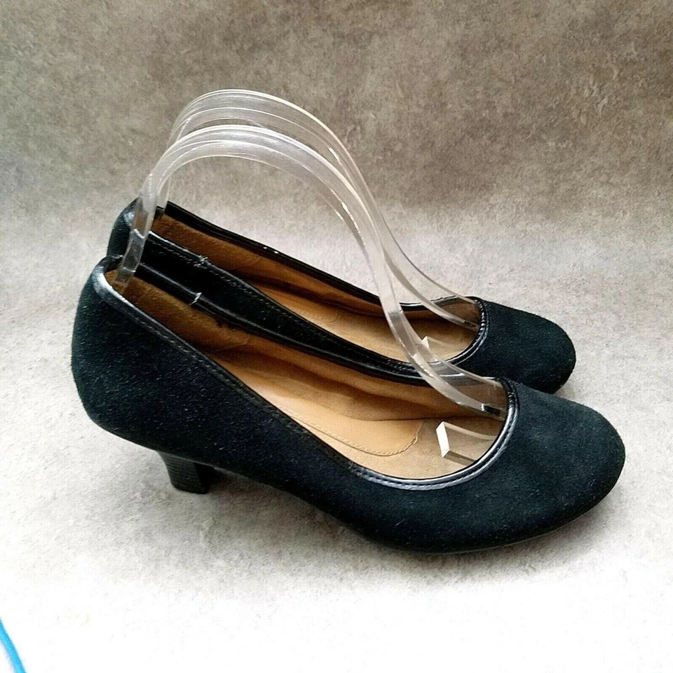 Zapatos de salón George para mujer Sara talla 8 M de cuero negro sin cordones de 2,5" para gatito Foto 4 de 4