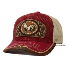 ROOSTER Hat Straw Cap Mesh Trucker Snapback MEXICO Western Style Baseball Cap