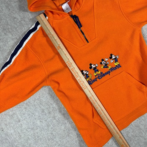 Vintage Disney World Mickey Mouse Youth XL Orange Blue 1/4 Zip Hoodie Pullover - Picture 6 of 9