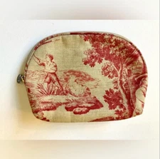 PIERRE DEUX Vintage Paris Toile De Jouy Patterned Small Zipper Bag