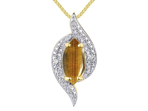 RYLOS Halskette: Marquise Edelstein & Diamant Anhänger, Gelbgold vergoldet Silber - Bild 16 von 17