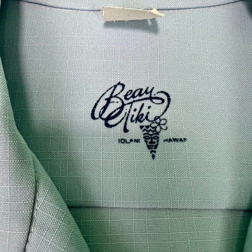 Vintage Iolani Beau Tiki Pastel Blue Formal Hawaiian Wedding Shirt - Size 2XL - Picture 7 of 8