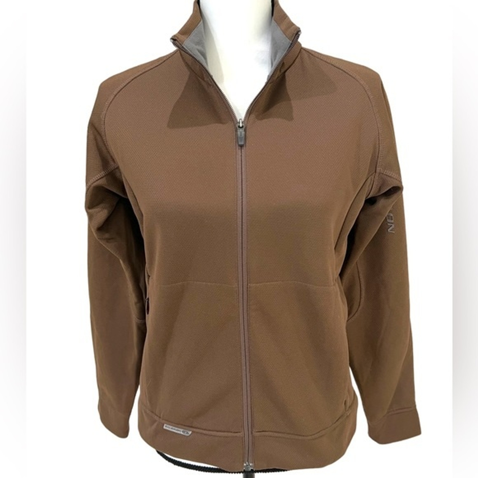 Giacca Salomon donna piccola marrone base strato full zip sci neve inverno sport