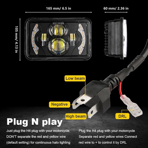 For Suzuki DRZ250 DRZ400SM DRZ400S E 4x6"inch LED Headlight Hi/Lo DRL Bulb 1PC - Picture 4 of 12