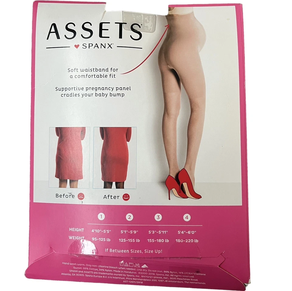 Pantimedias Spanx Assets Maternidad Modeladoras Transparentes Largo Completo Talla 1 Desnudo Nuevas en Paquete Foto 4 de 4