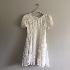 Vintage 90s JESSICA MCCLINTOCK Gunne Sax Short Lace Overlay Dress Juniors 7/8