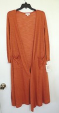 NEW LulaRoe SARAH long Cardigan Sweater Size XS Extra Small solid burnt orange