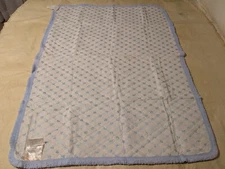 Vintage 'Rosebud' 35'' x 46'' Blue/White U.S.A. Baby Blanket NWOT/or Pkg.