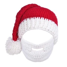 Unisex Christmas Winter Octopus Knitted Crochet Beanie Santa Hat with Beard
