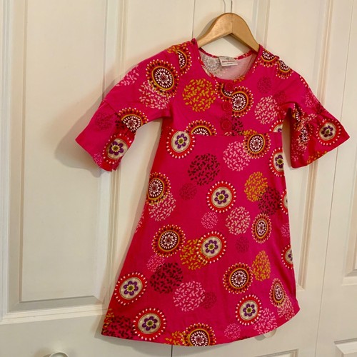 Hanna Andersson Girl’s Pink Medallion Print Bell Sleeve Cotton Dress Size US 5 - Picture 3 of 11