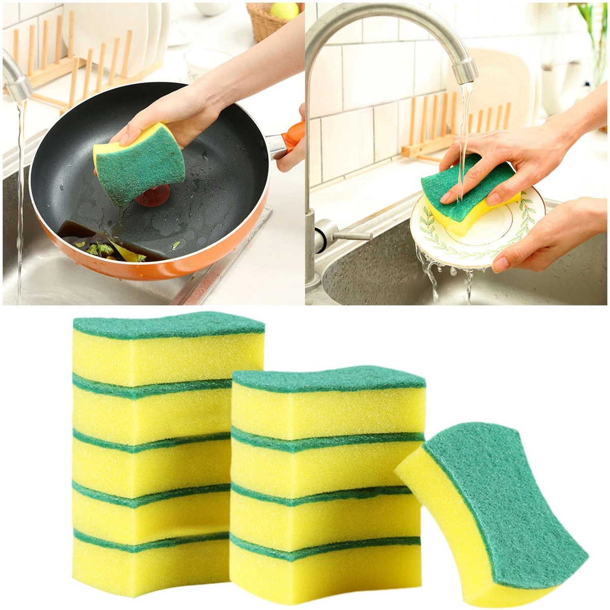 10 Pack Heavy Duty Scrub Sponges Washing Dishes Cleaning Kitchen Dish  Sponge