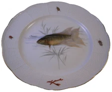 6 Antique Meissen Porcelain Fish Scene Plate s  Porzellan Teller Scenic German