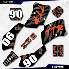 Black & Orange Fierce Racing Graphics Kit fits 00-08 YAMAHA TTR90 TTR 90 decals