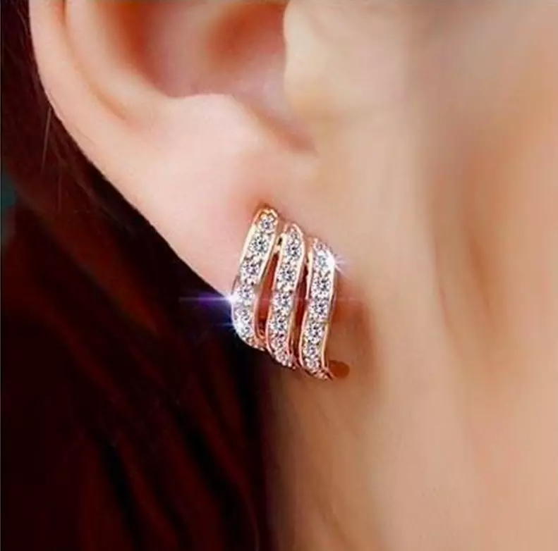 New Wedding Gold Crystal Rhinestone Modern Stud Earrings For
