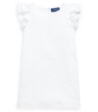 NWT New Ralph Lauren Polo Girls White Cotton Eyelet Embroidered Dress Size 6 75