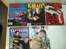 Five VINTAGE 1990s Mixed Karate Magazines(one is a Supply Book) Fair Condition