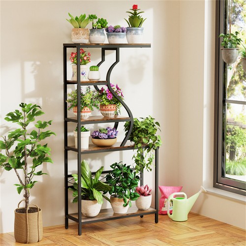 5 Tier Bookshelf Vintage Industrial Bookcase Display Rack Ladder Storage Shelf - Picture 5 of 16